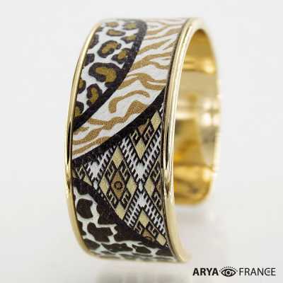 Bracelet Nairobi - finition doré - cuir EPV de luxe taurillon grainé galuchat