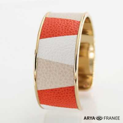 Bracelet cuir Avenue Montaigne - finition doré