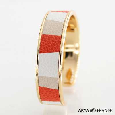 Bracelet cuir Avenue Montaigne - finition doré
