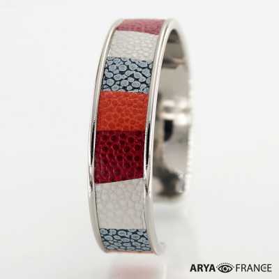 Bracelet cuir Biarritz - finition argenté rhodié