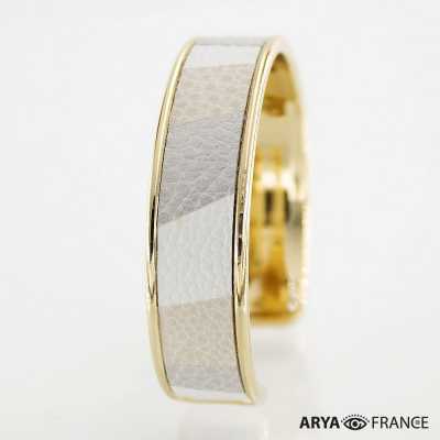 Bracelet cuir Champs Elysées - finition doré