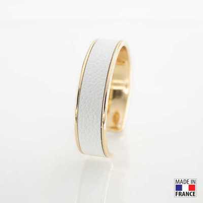 Bracelet Blanc finition doré cuir EPV de luxe taurillon grainé galuchat