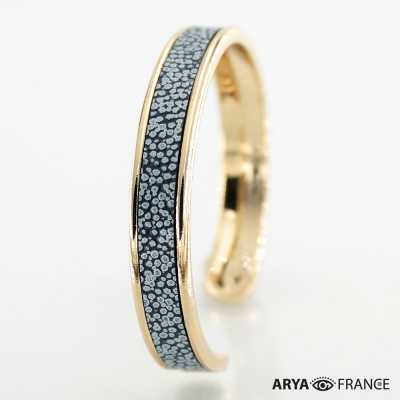 Bracelet Marine Argent -finition doré - cuir EPV de luxe taurillon grainé galuchat