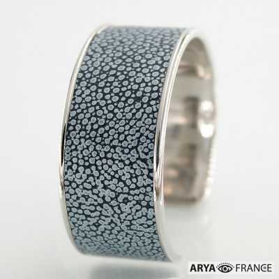 Bracelet Marine Argent - finition argenté rhodié - cuir EPV de luxe taurillon grainé galuchat