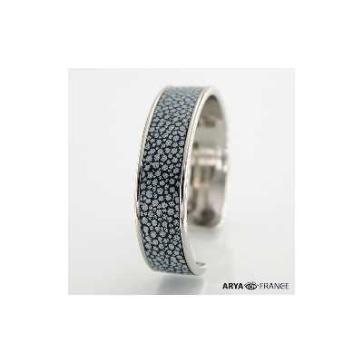 Bracelet Marine Argent - finition argenté rhodié - cuir EPV de luxe taurillon grainé galuchat
